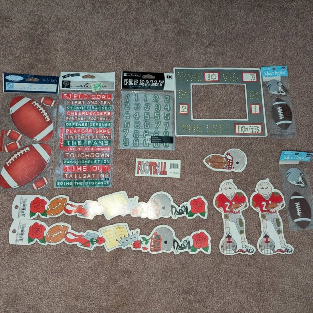 NEW Lot 12 Football Player Homecoming Scrapbook Dimensional Sticker Cut Out Game